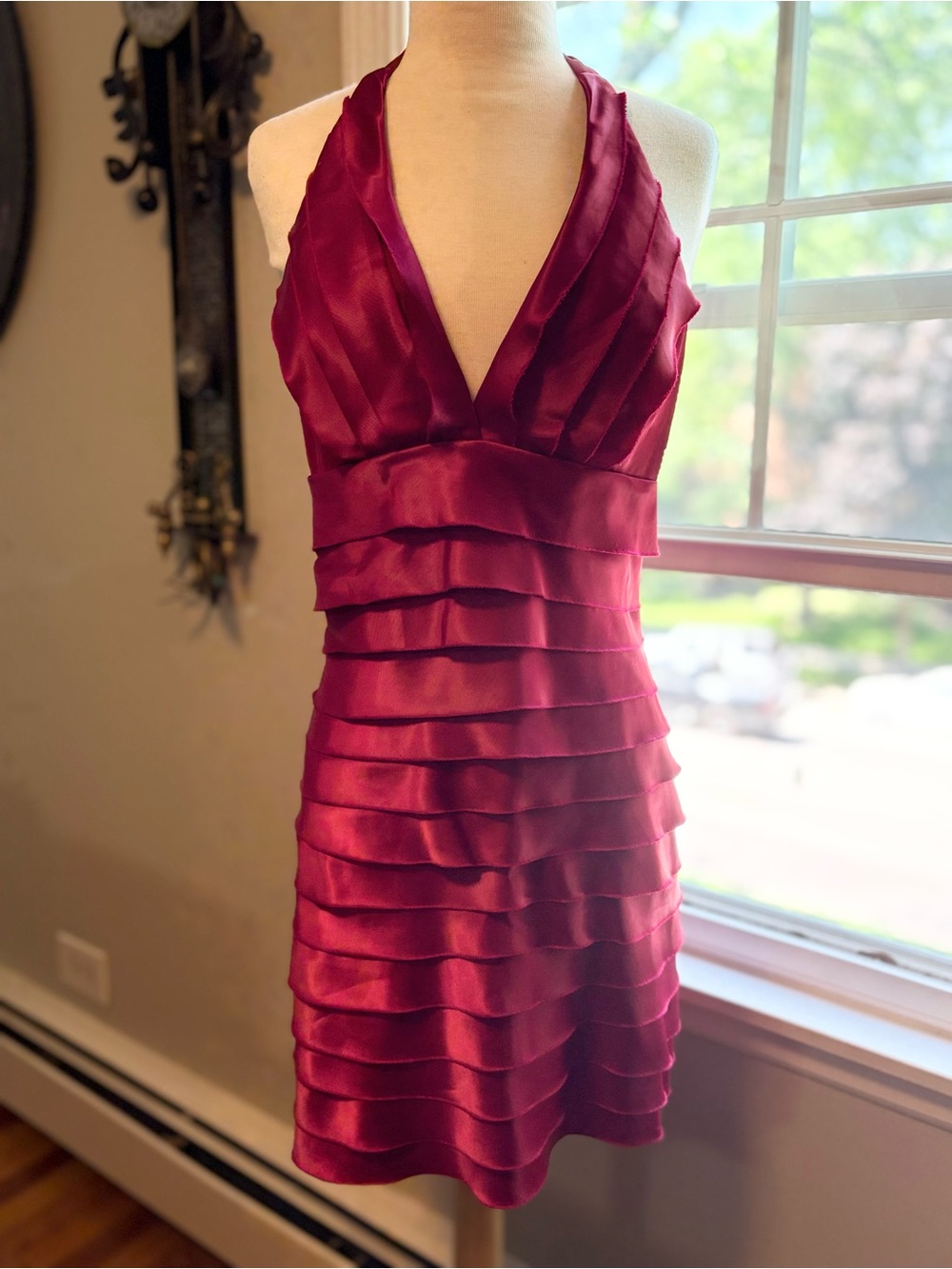 Twenty-One Halter Ruffled Dress in Red, Size Medium — (GUC)
